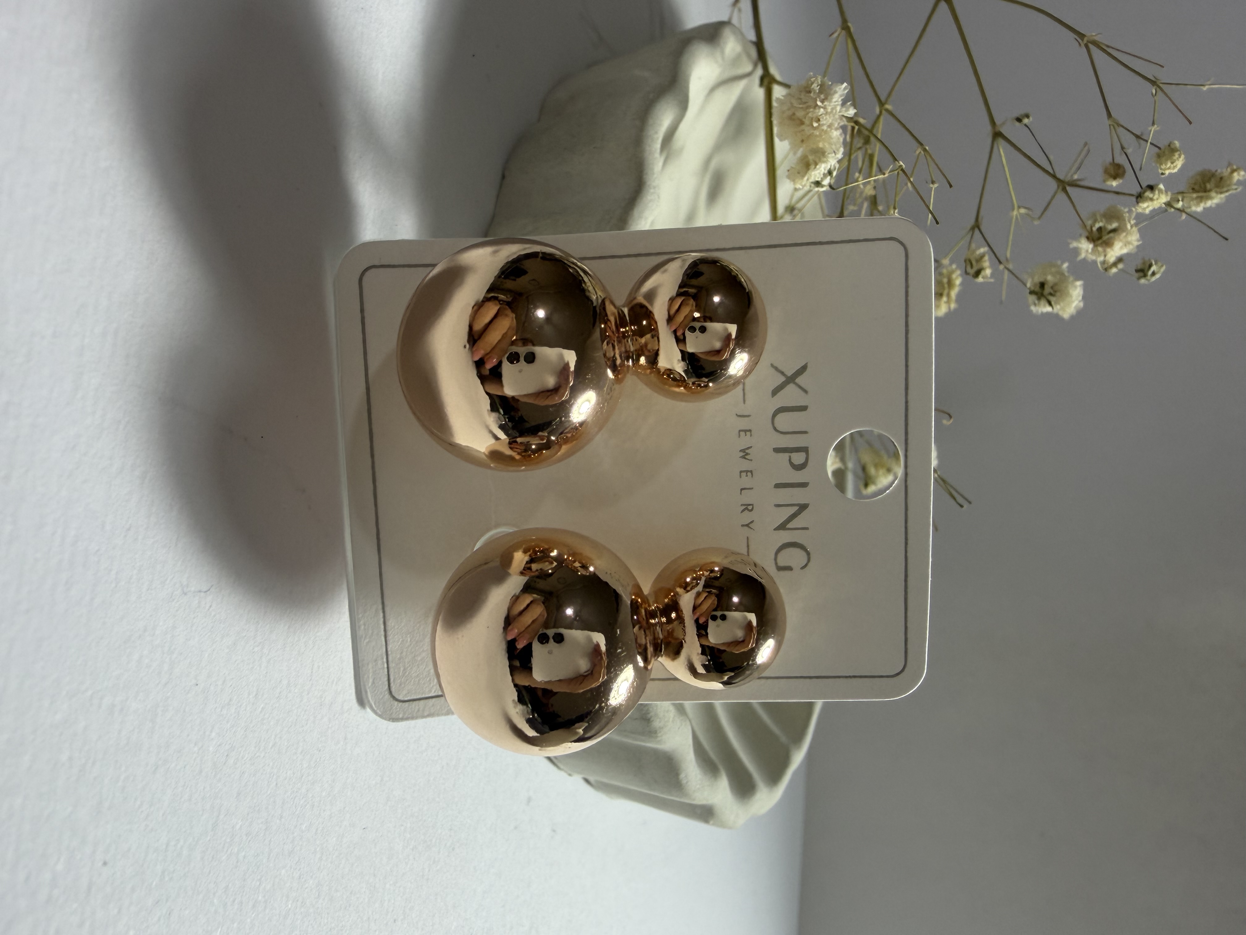 گوشواره طرح دو گوی برند ژوپینگ میخی