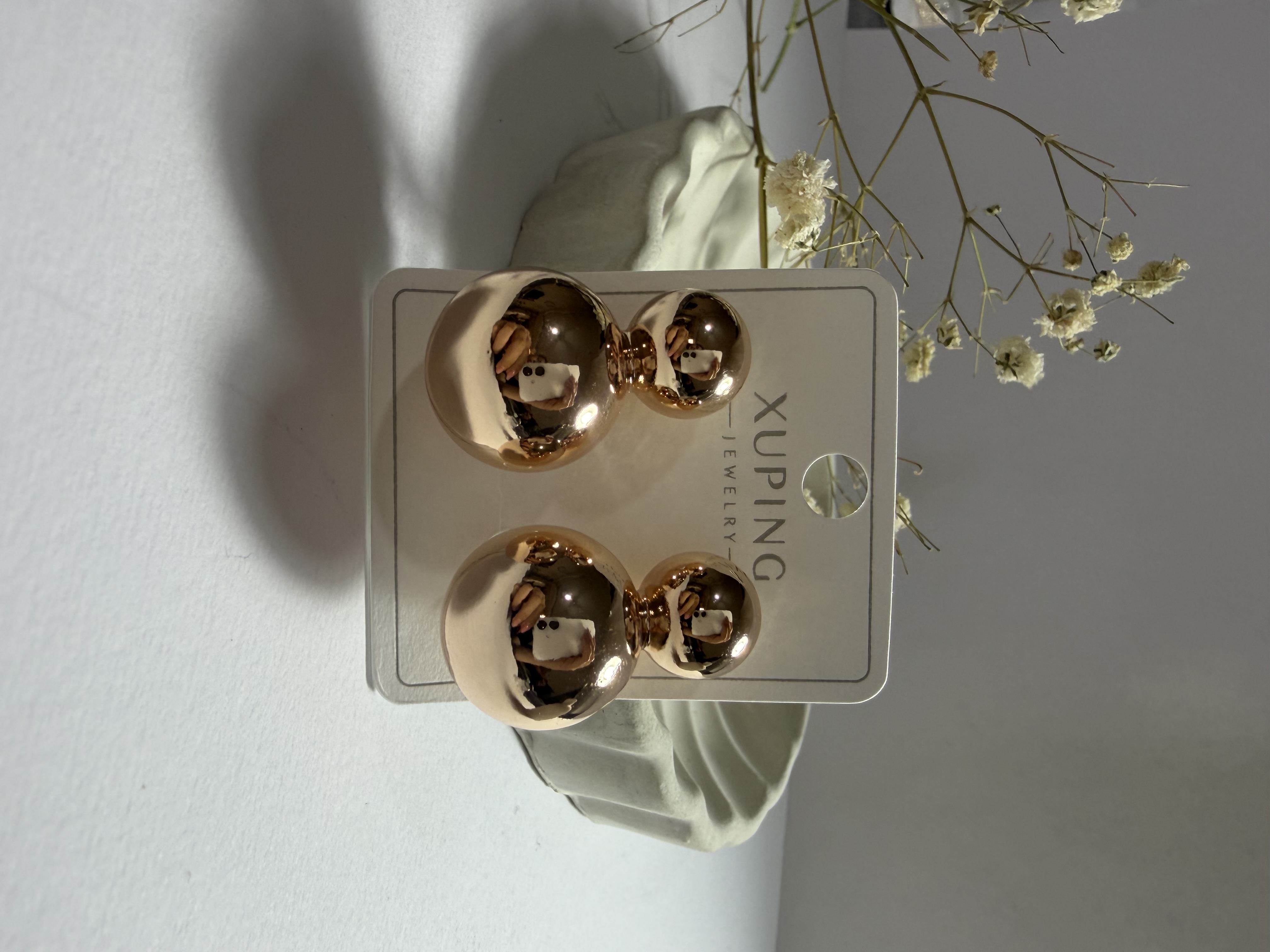 گوشواره طرح دو گوی برند ژوپینگ میخی